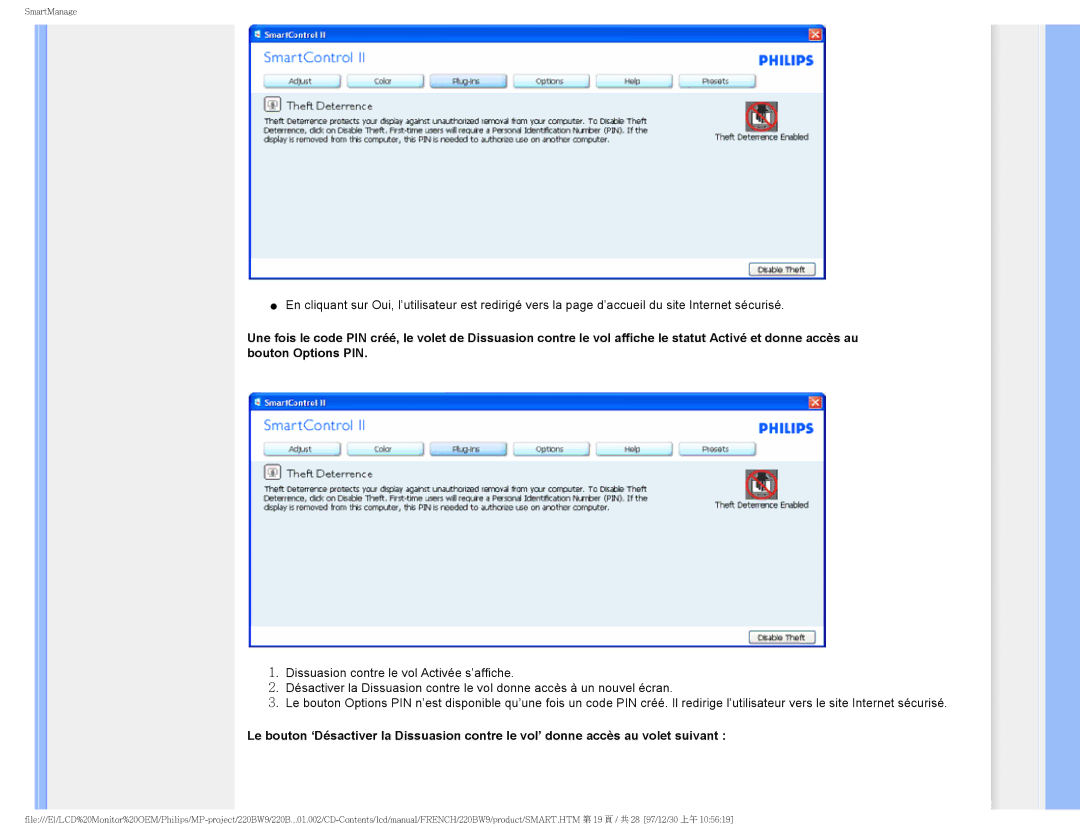 Philips 220BW9 user manual SmartManage 