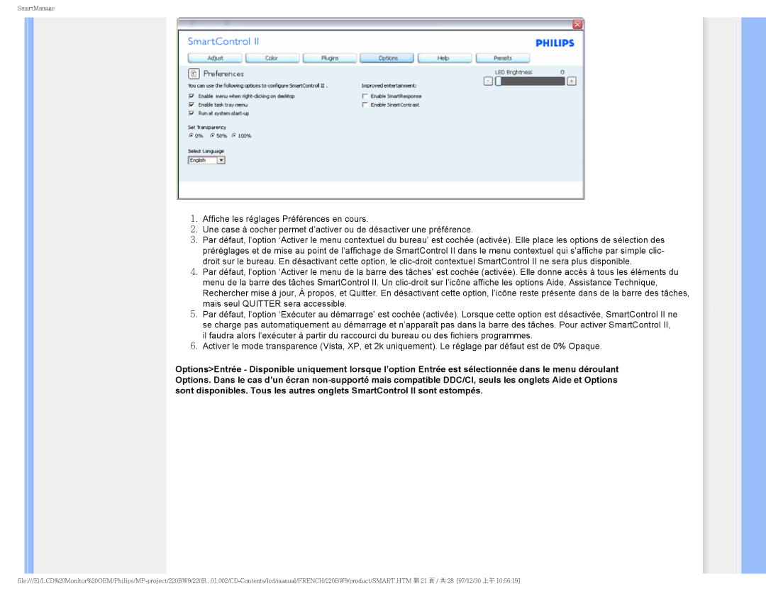 Philips 220BW9 user manual SmartManage 