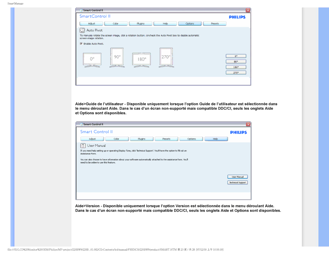 Philips 220BW9 user manual SmartManage 