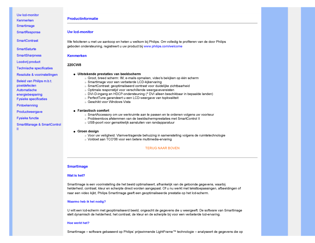 Philips 220CW8 user manual Productinformatie Uw lcd-monitor Kenmerken, Wat is het? 