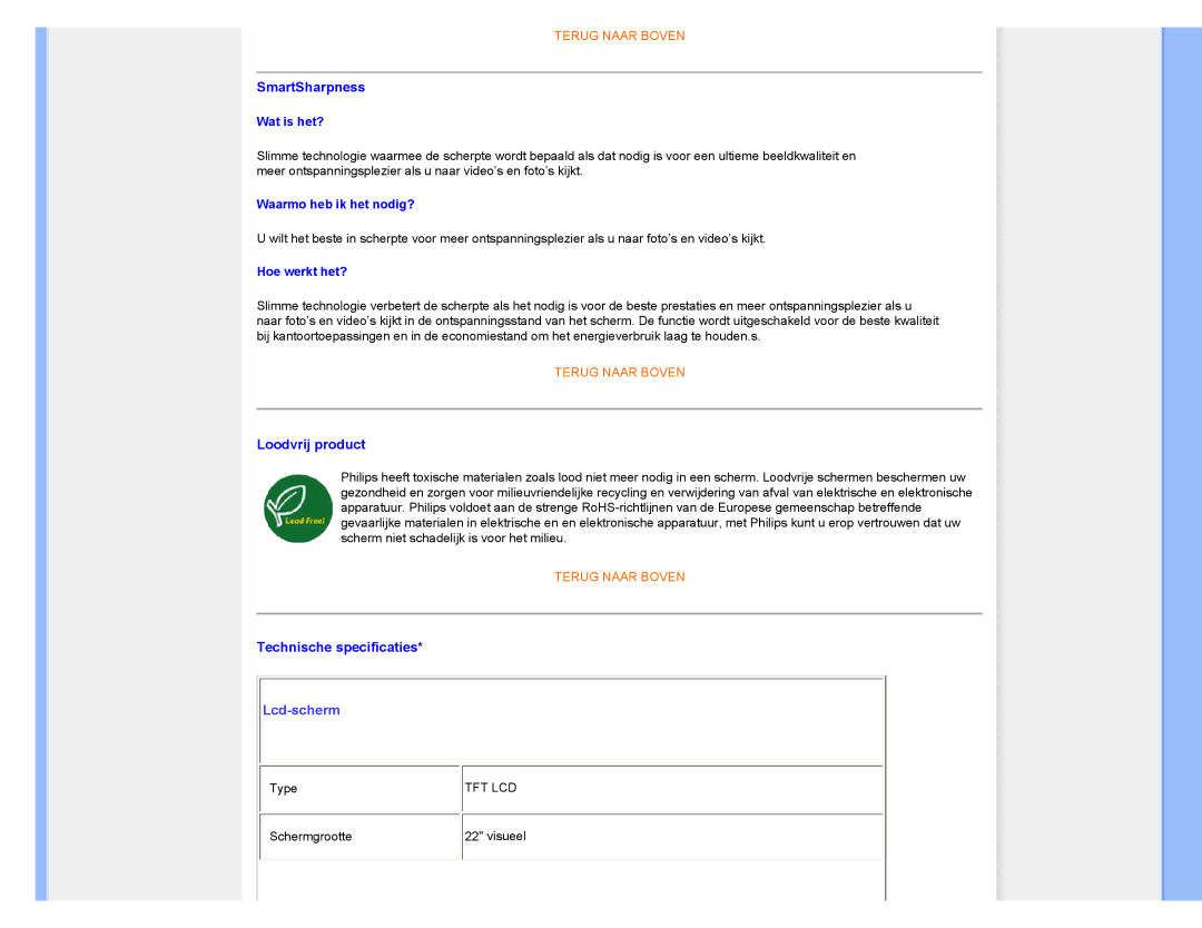 Philips 220CW8 user manual Lcd-scherm 