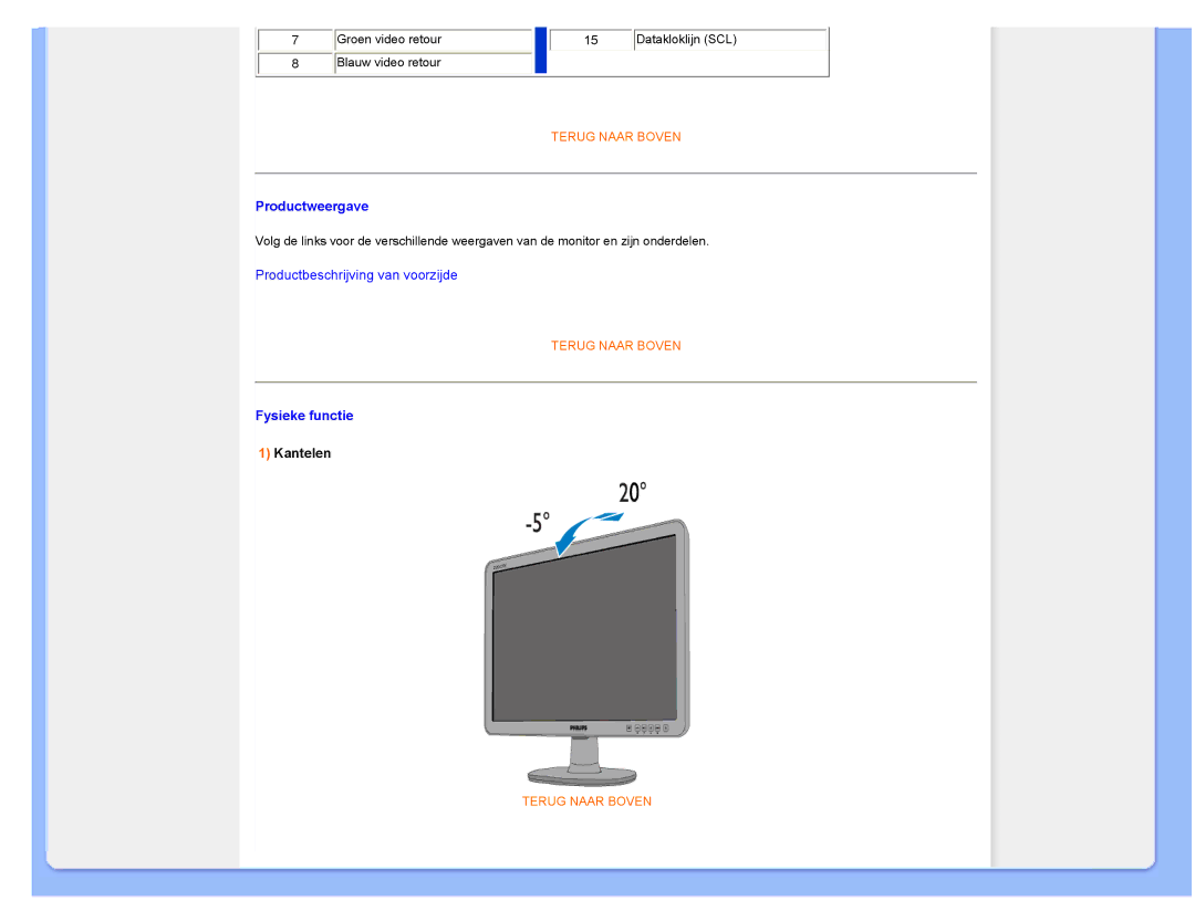 Philips 220CW8 user manual Productweergave 