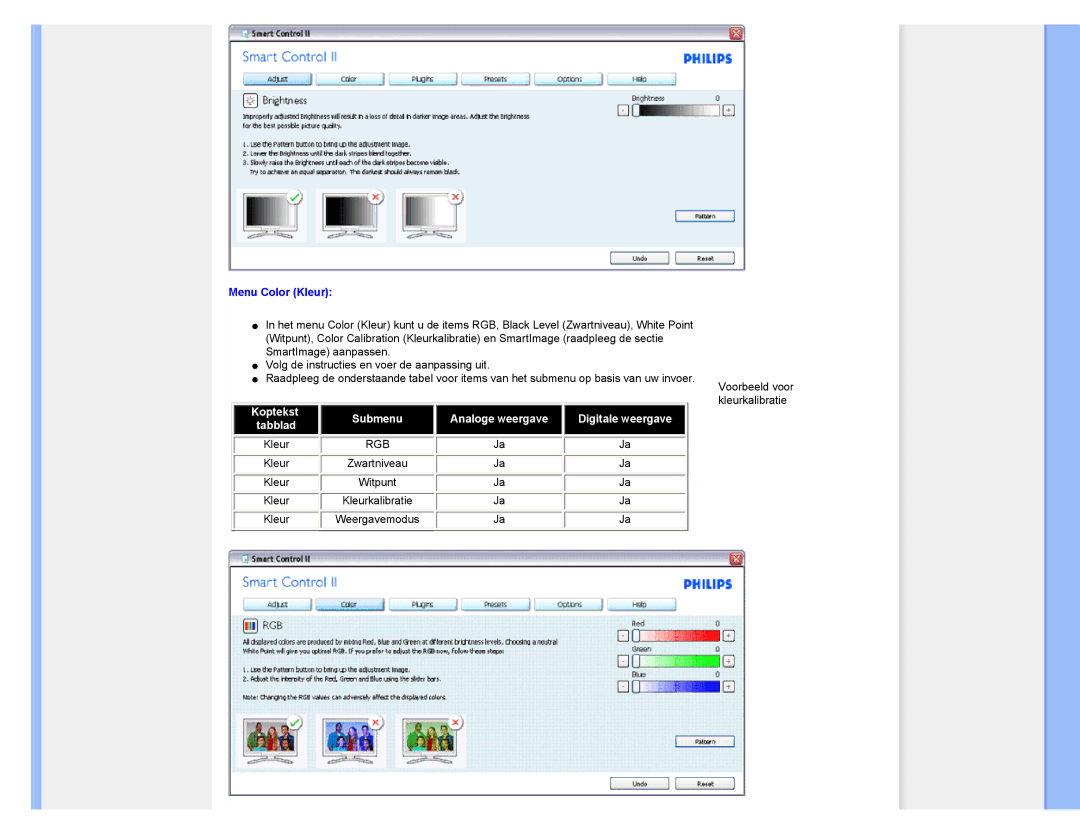 Philips 220CW8 user manual Menu Color Kleur, Rgb 