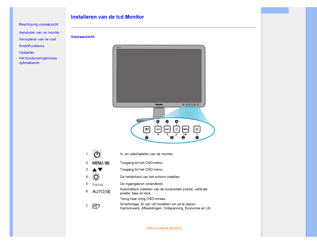 Philips 220CW8 user manual Installeren van de lcd Monitor 