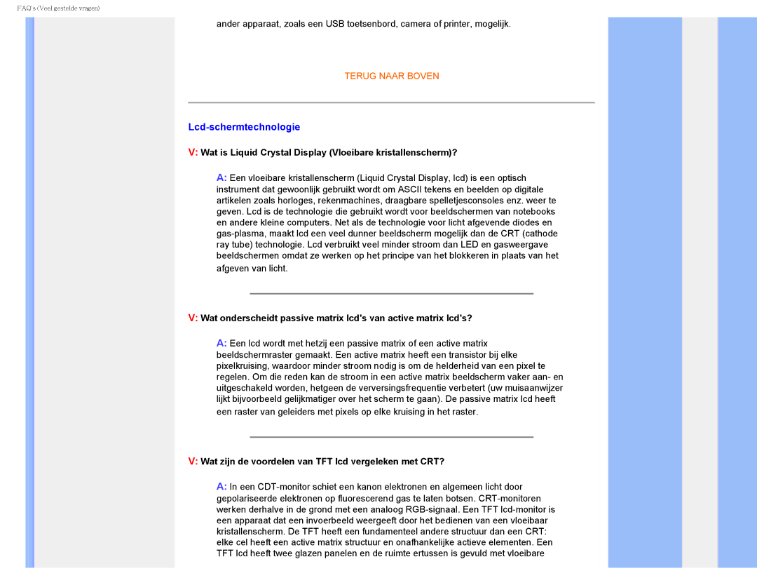 Philips 220CW8 user manual Lcd-schermtechnologie, Wat is Liquid Crystal Display Vloeibare kristallenscherm? 