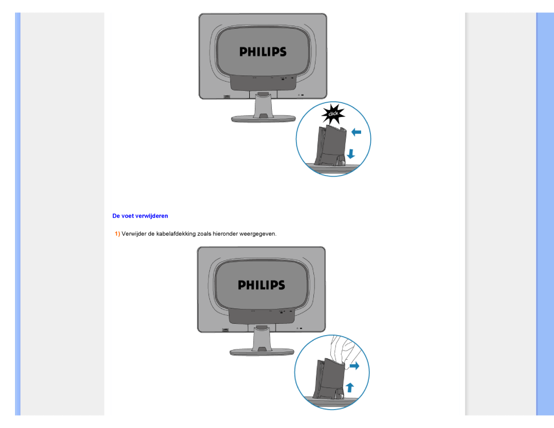 Philips 220CW8 user manual De voet verwijderen 