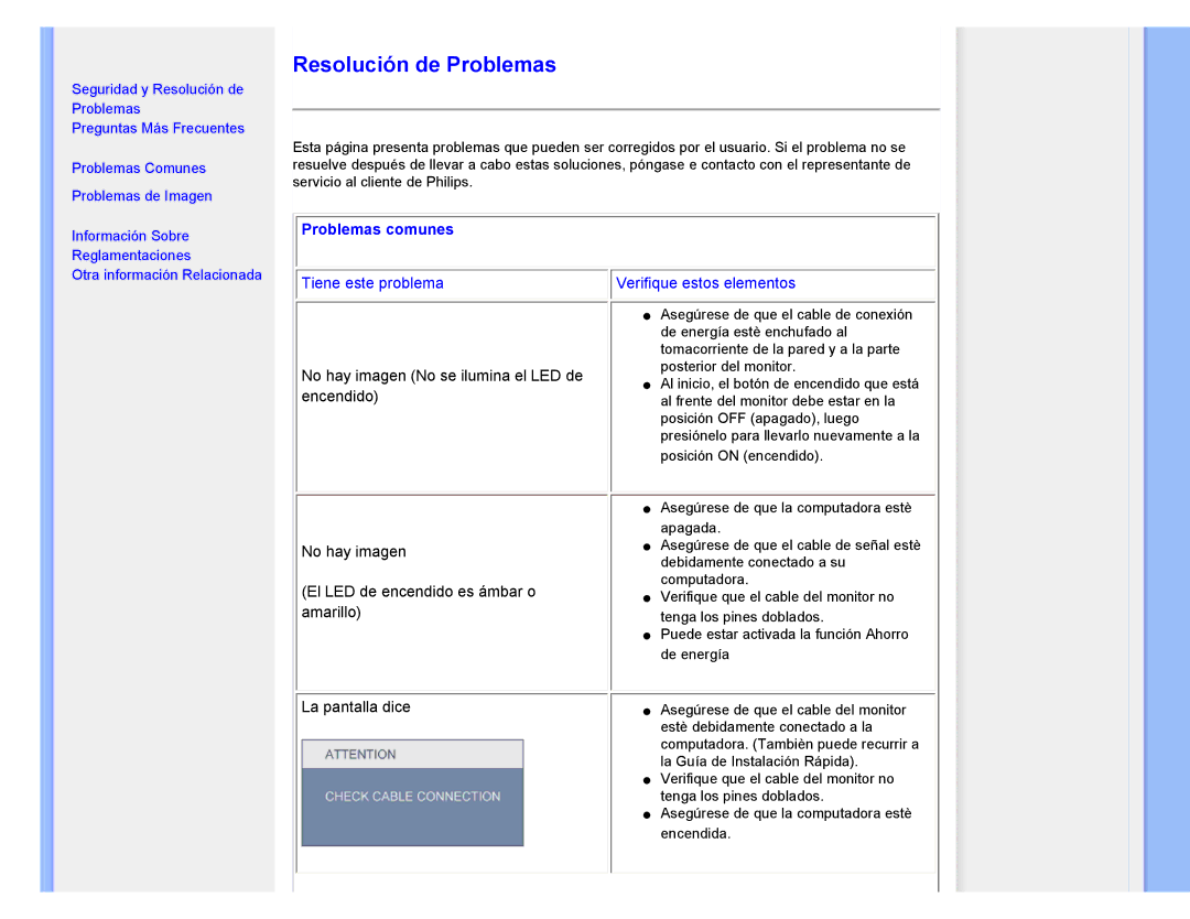 Philips 220CW8 user manual Resolución de Problemas, Problemas comunes 