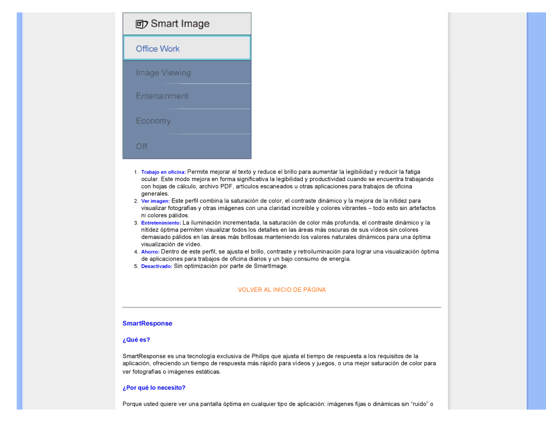 Philips 220CW8 user manual SmartResponse, ¿Qué es? 