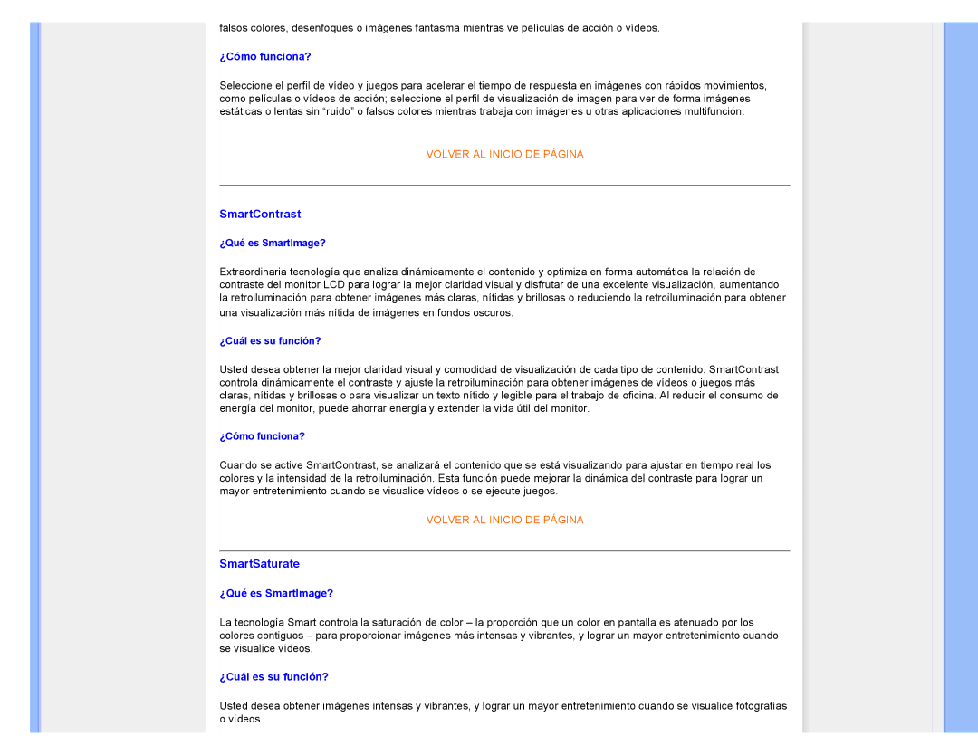 Philips 220CW8 user manual SmartContrast, SmartSaturate, ¿Cómo funciona? 