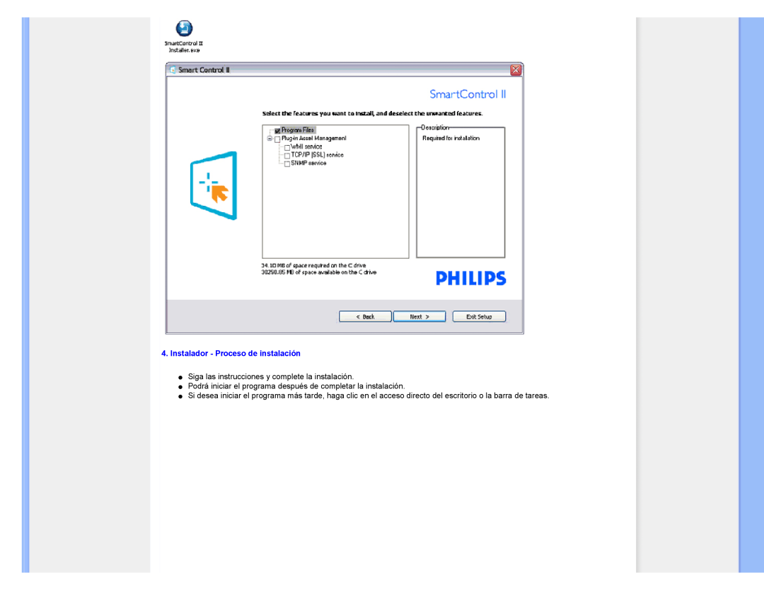 Philips 220CW8 user manual Instalador - Proceso de instalación 