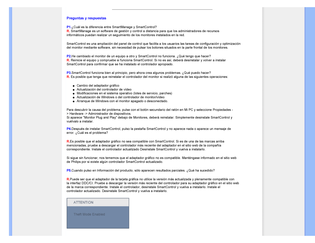 Philips 220CW8 user manual Preguntas y respuestas 