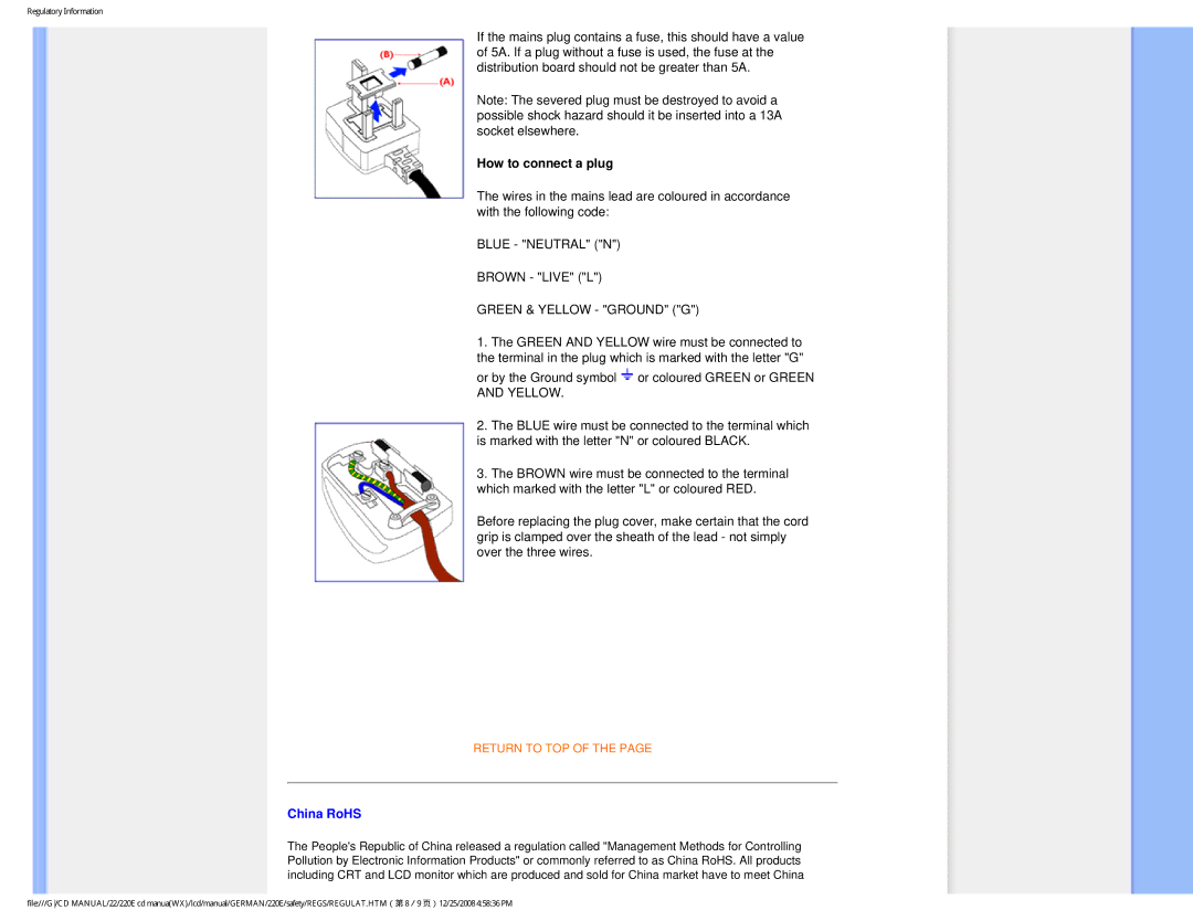 Philips 220E user manual China RoHS 