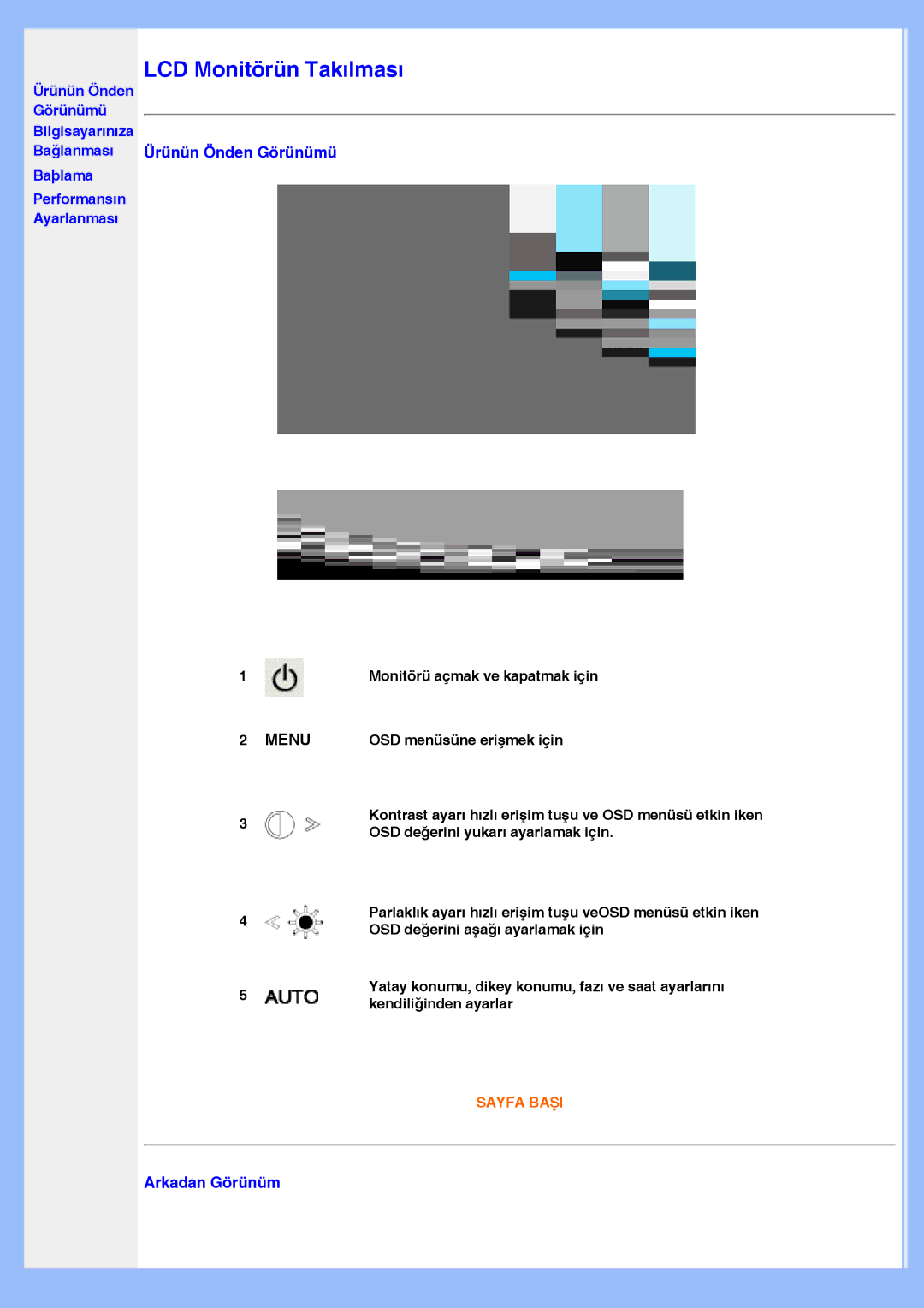 Philips 220EW8 user manual LCD Monitörün Takılması 