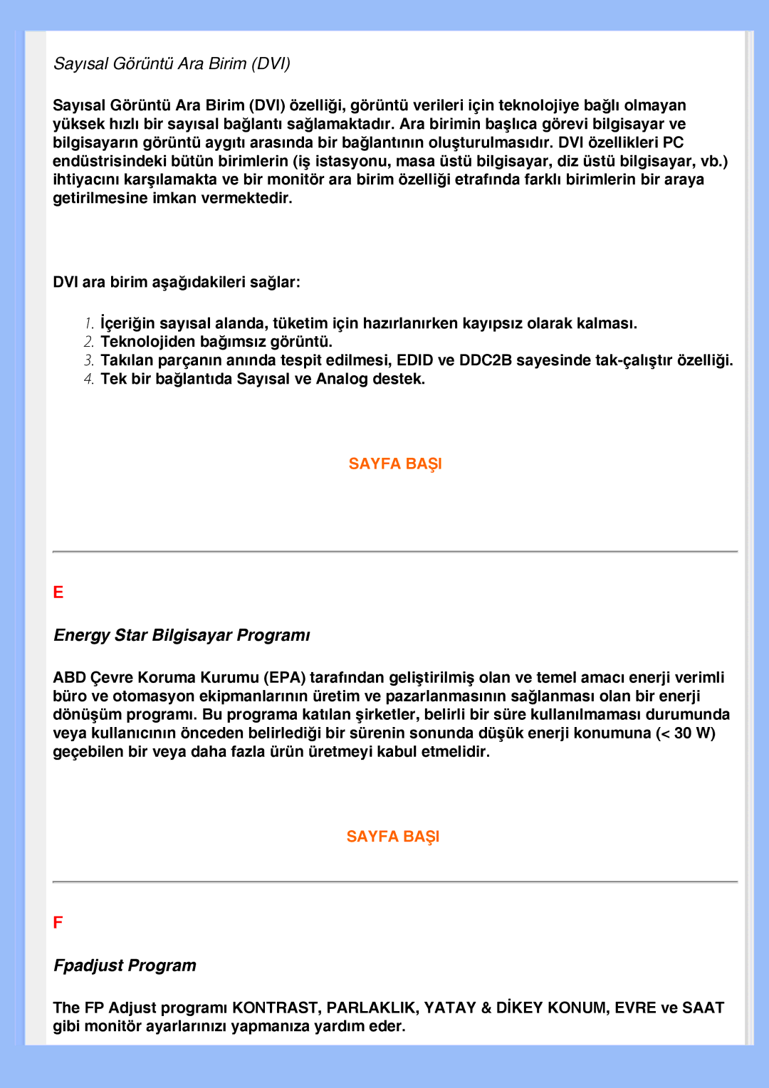 Philips 220EW8 user manual Energy Star Bilgisayar Programı 