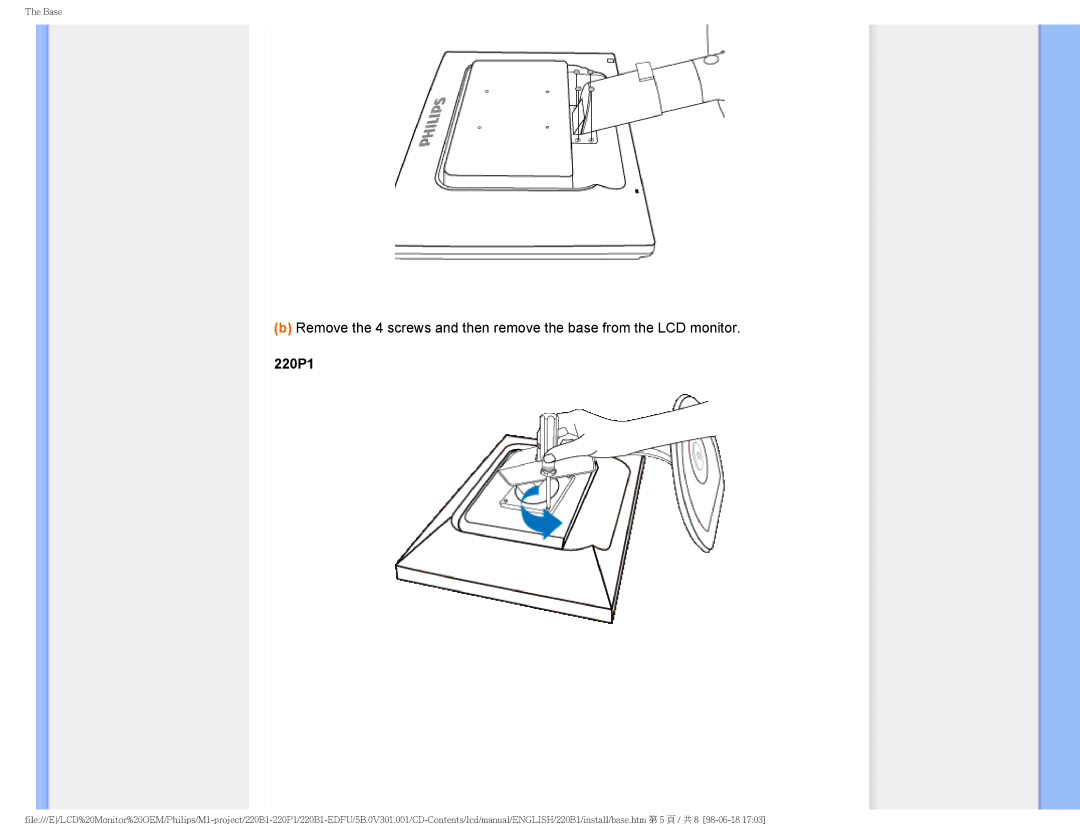 Philips 220BI, 220PI, 220B1CB/00 user manual 220P1 