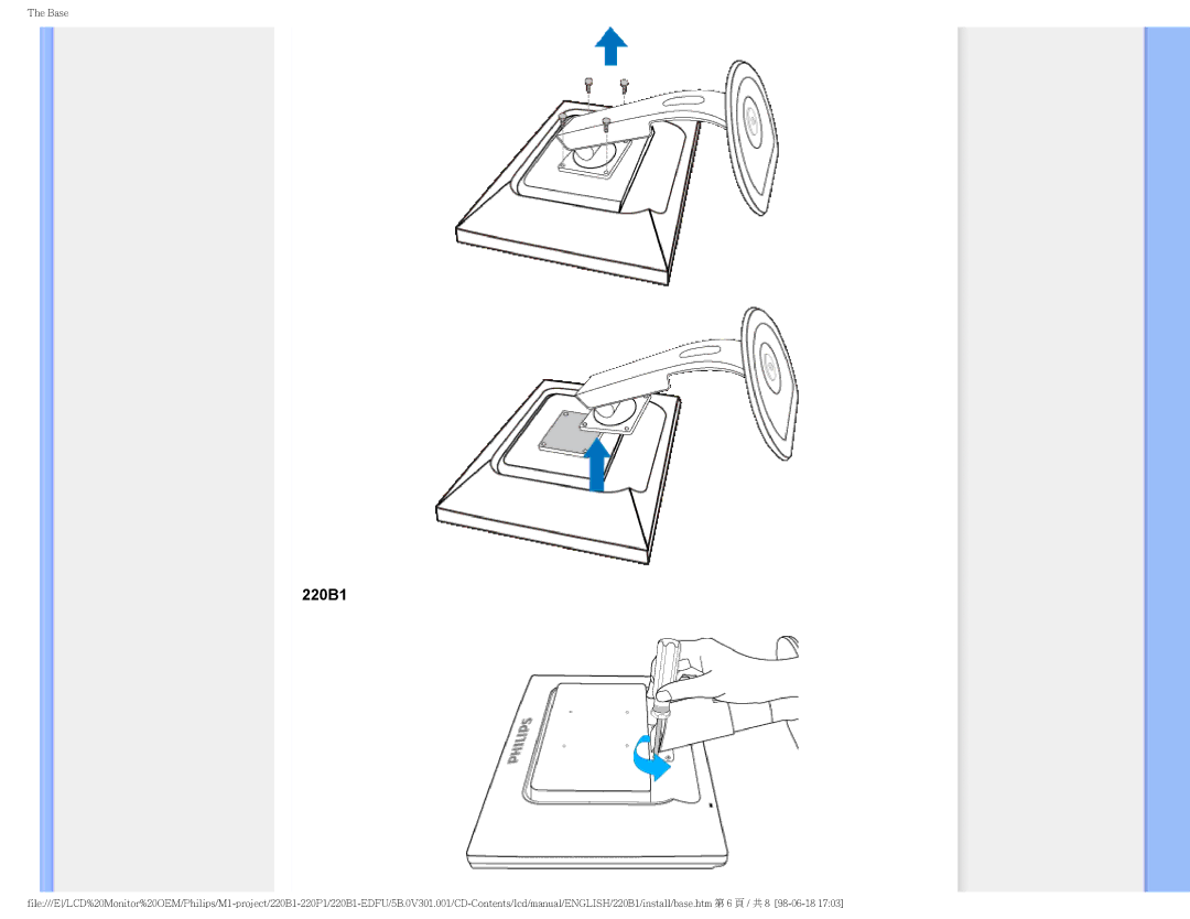 Philips 220PI, 220B1CB/00, 220BI user manual 