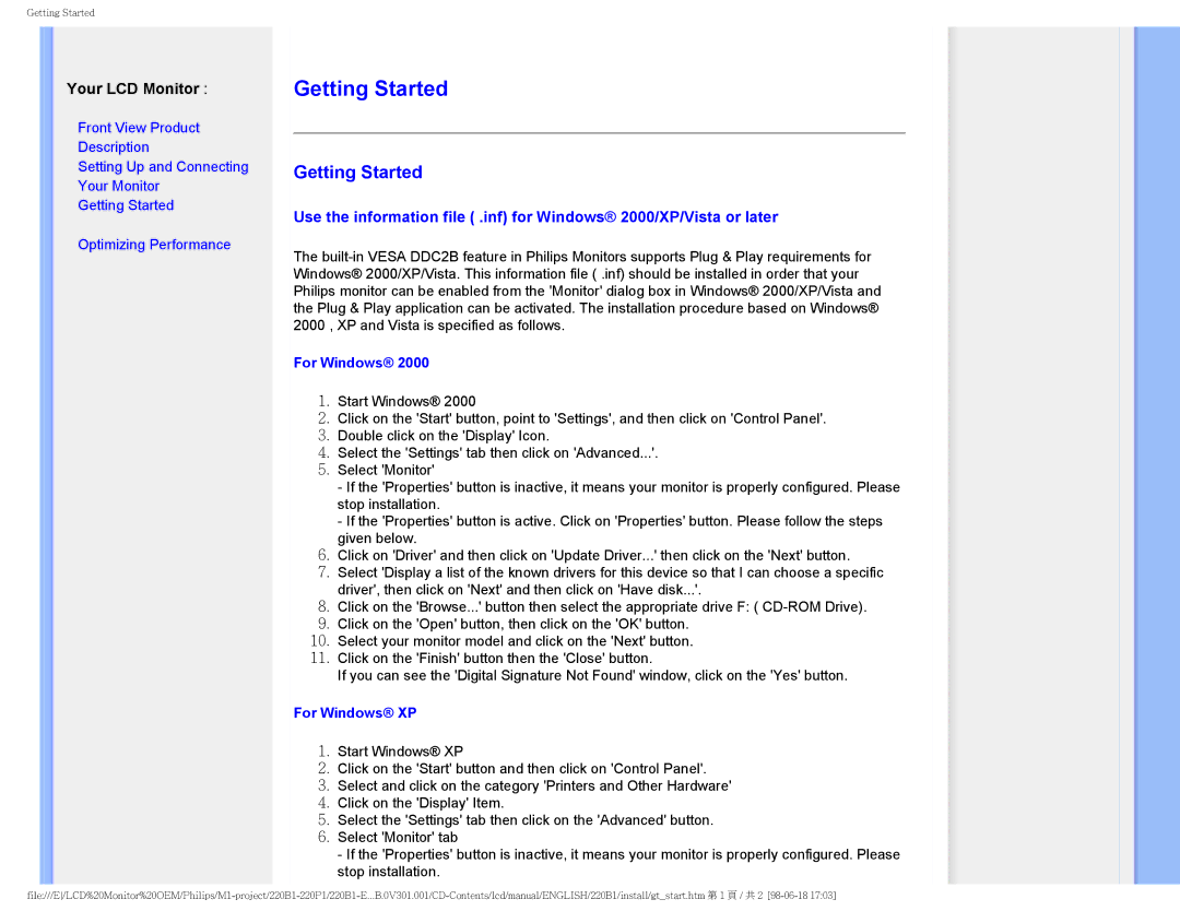 Philips 220BI, 220PI user manual Getting Started, Your LCD Monitor 