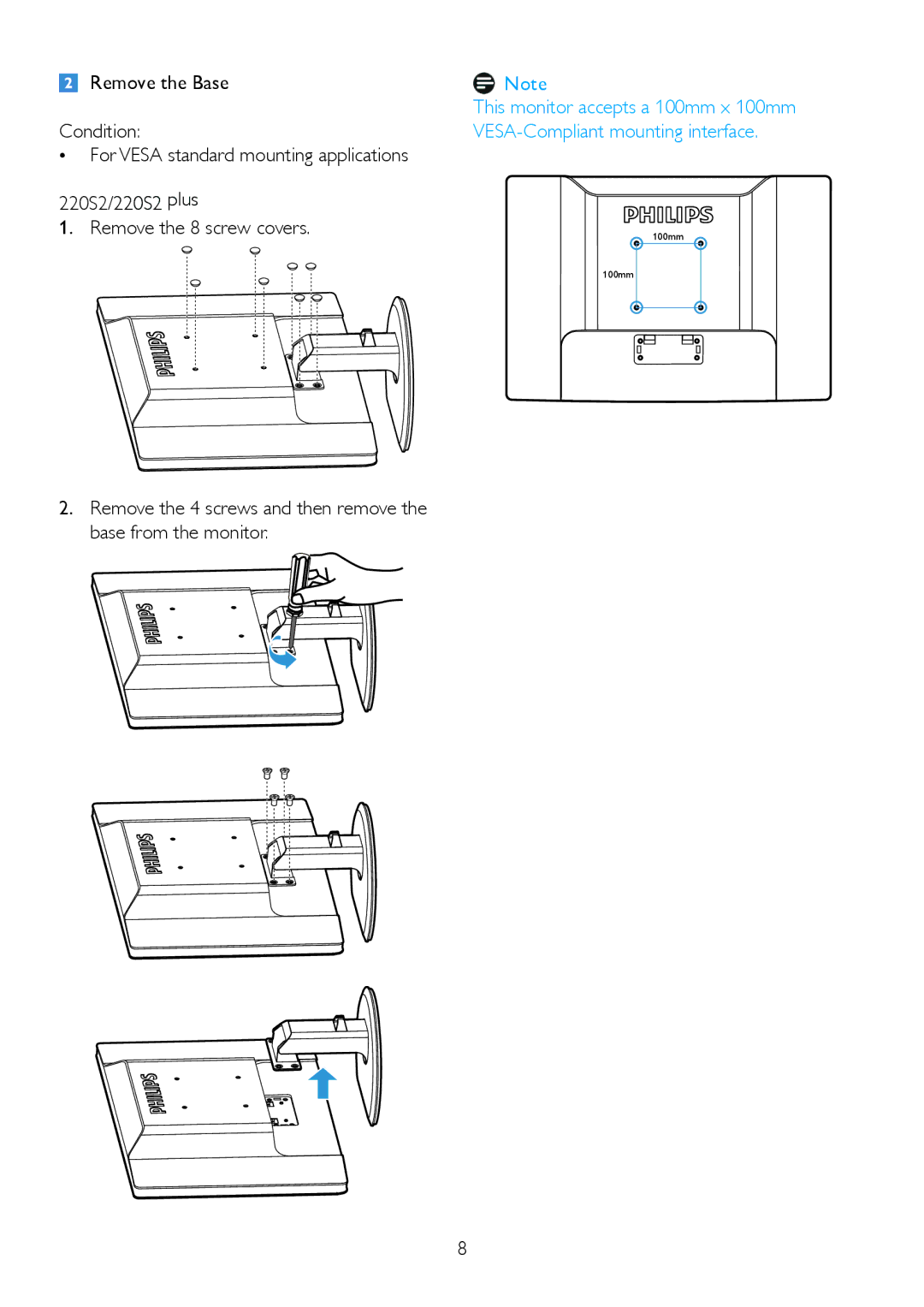 Philips 220S2plus user manual 100mm 