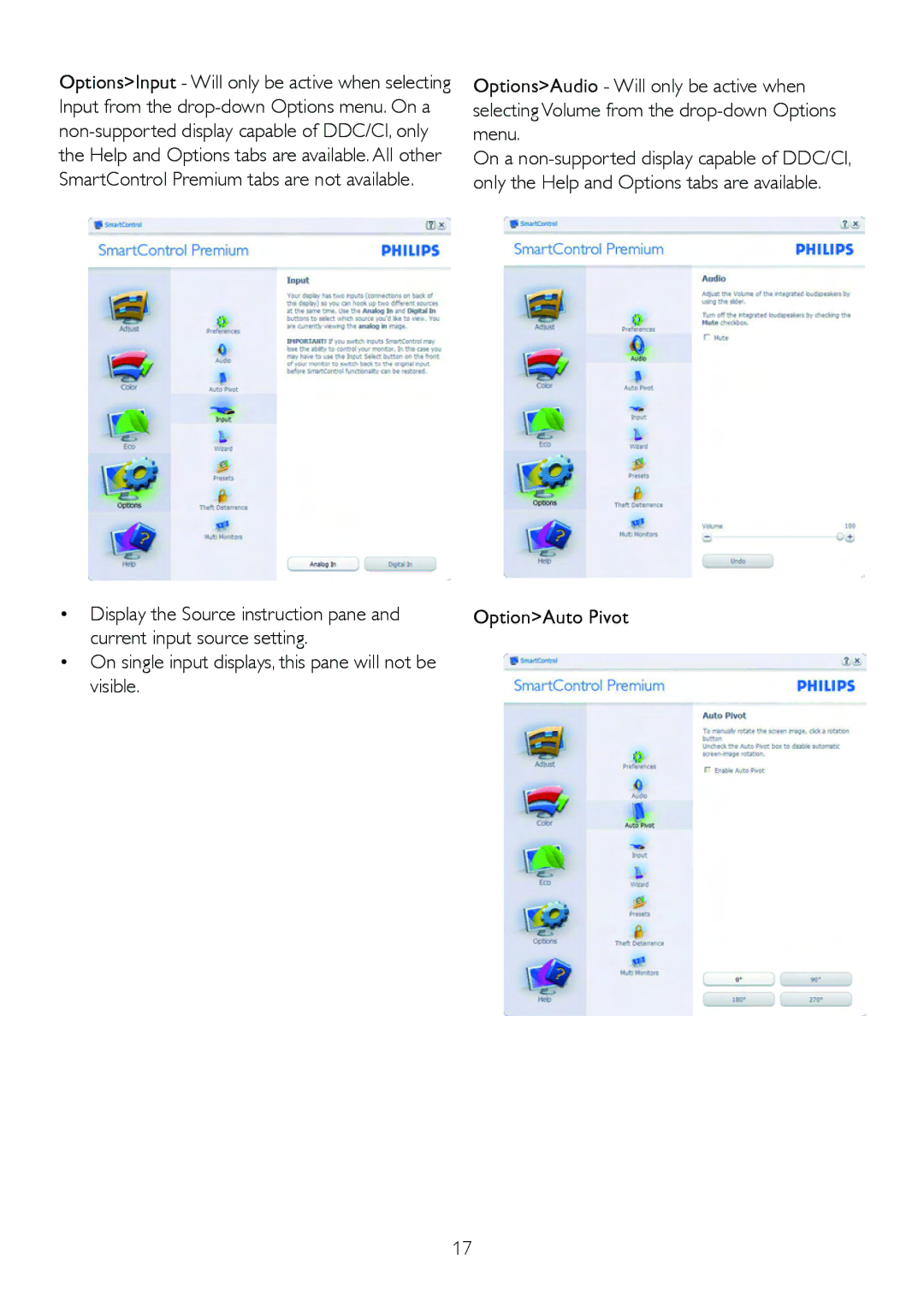 Philips 220S2plus user manual OptionAuto Pivot 