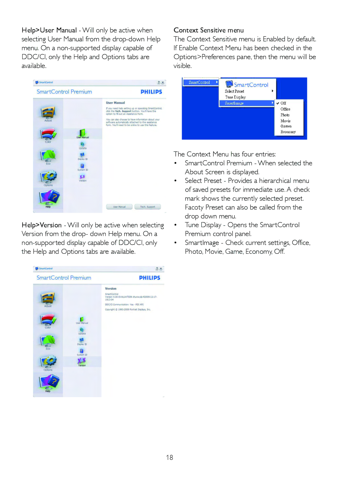 Philips 220S2plus user manual Facoty Preset can also be called from the drop down menu 