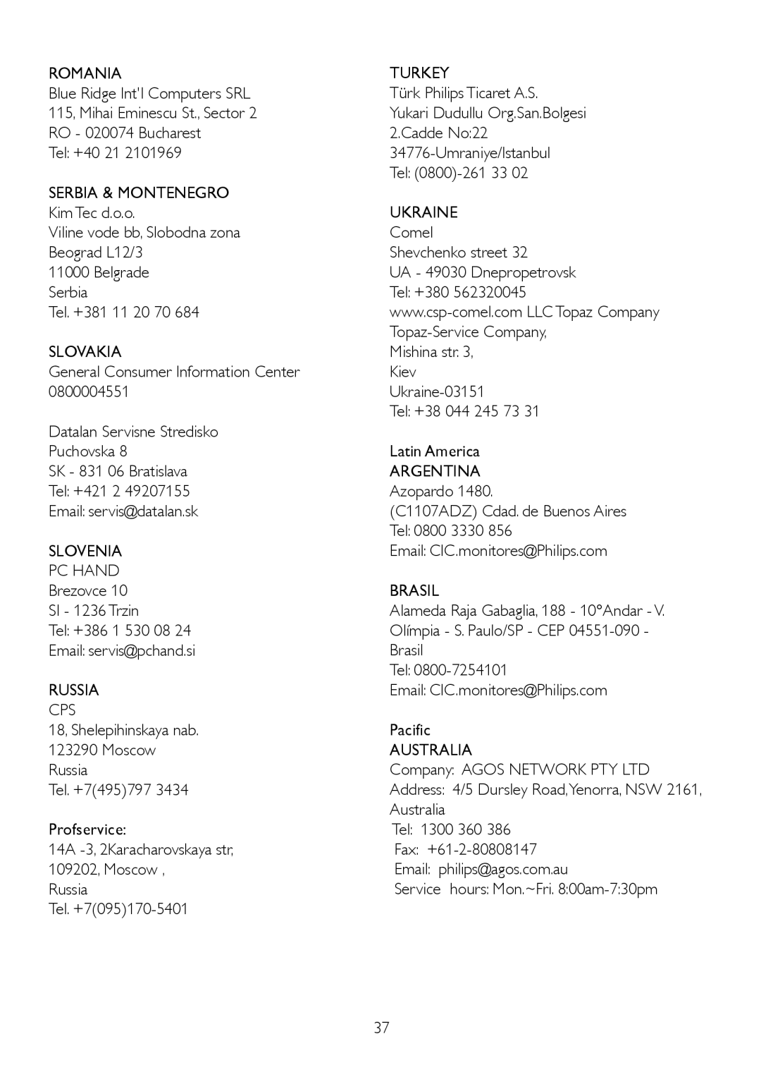 Philips 220S2plus Romania Turkey, Serbia & Montenegro, Ukraine, Slovakia, Argentina, Slovenia, PC Hand, Brasil, Russia 