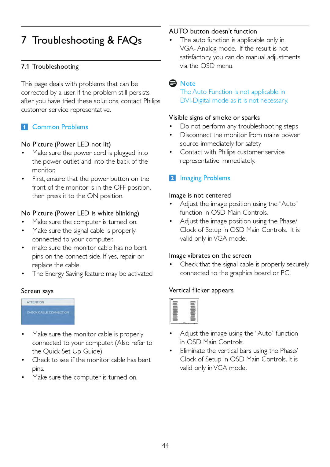 Philips 220S2plus user manual Troubleshooting, Screen says 