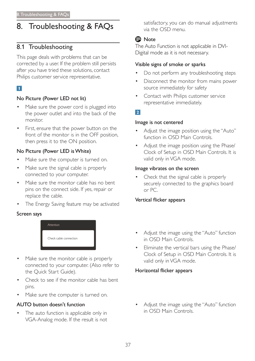 Philips 220S4LSB/27 user manual Troubleshooting, Make sure the computer is turned on 