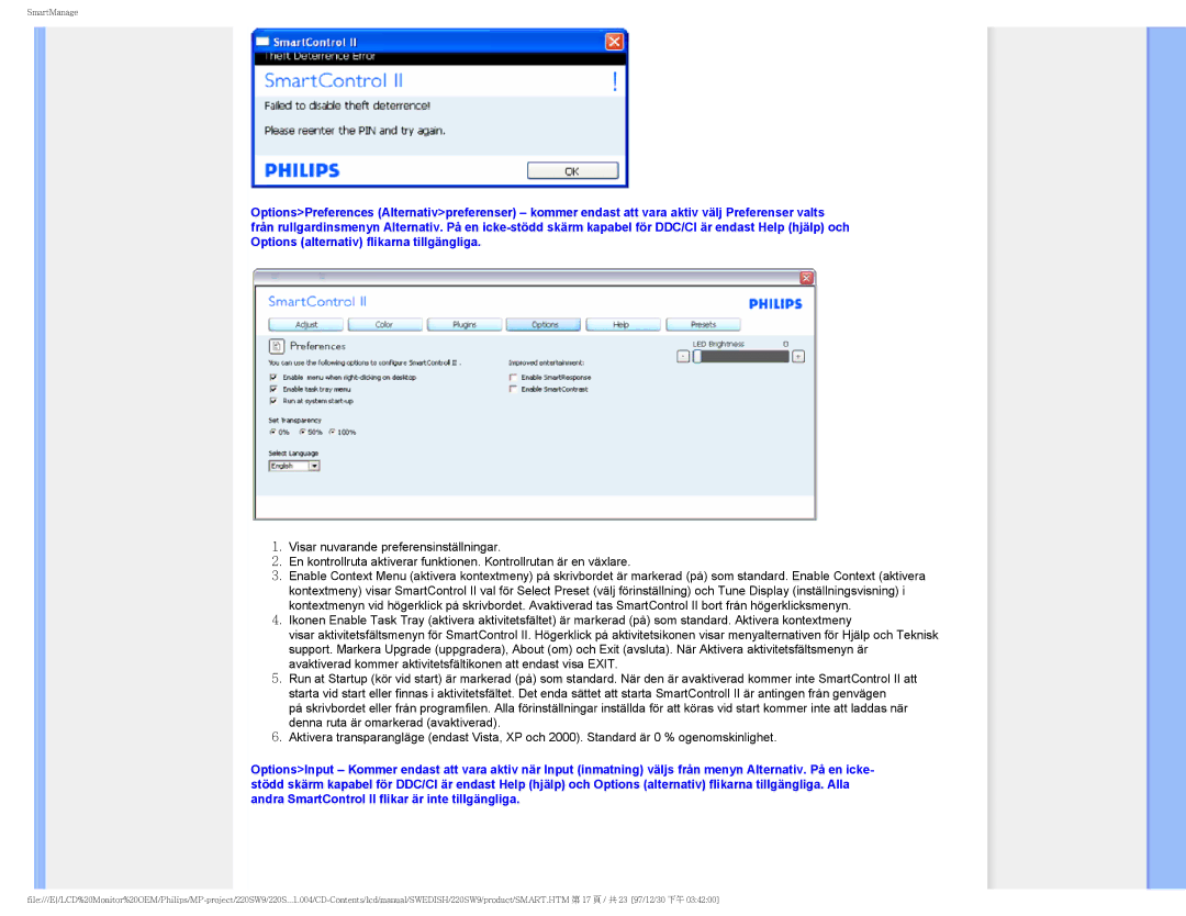 Philips 220SW9 user manual SmartManage 