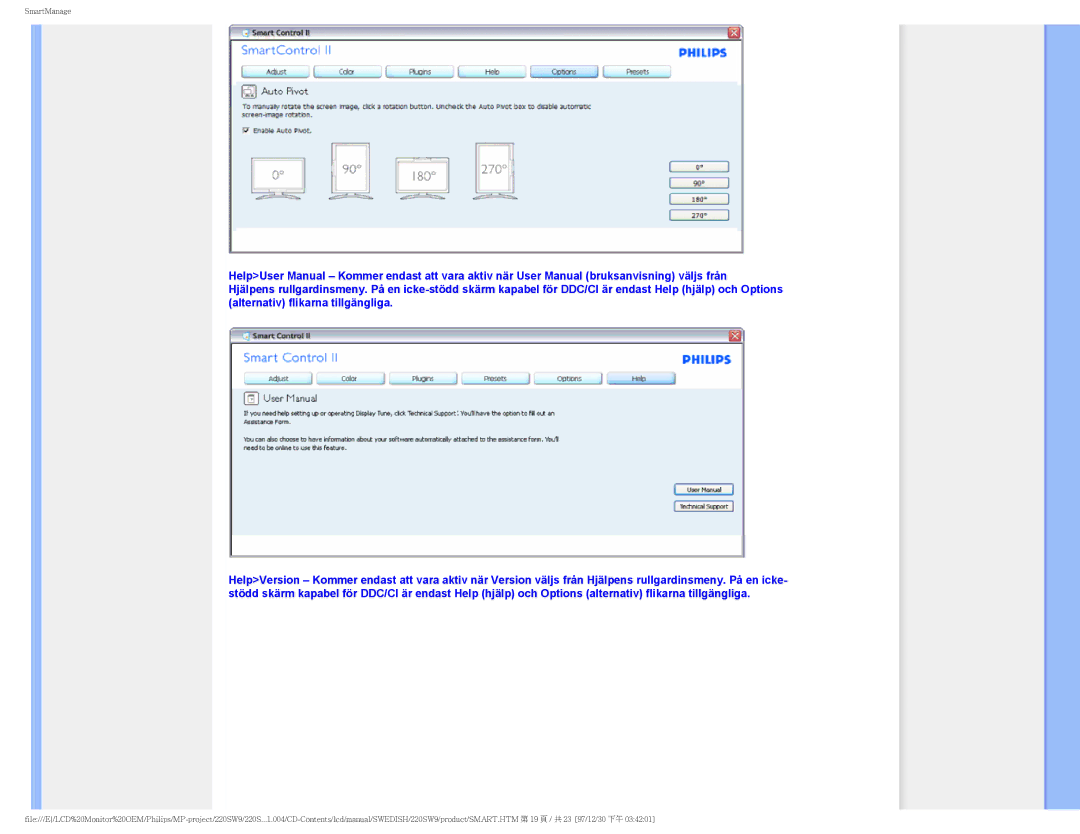 Philips 220SW9 user manual SmartManage 