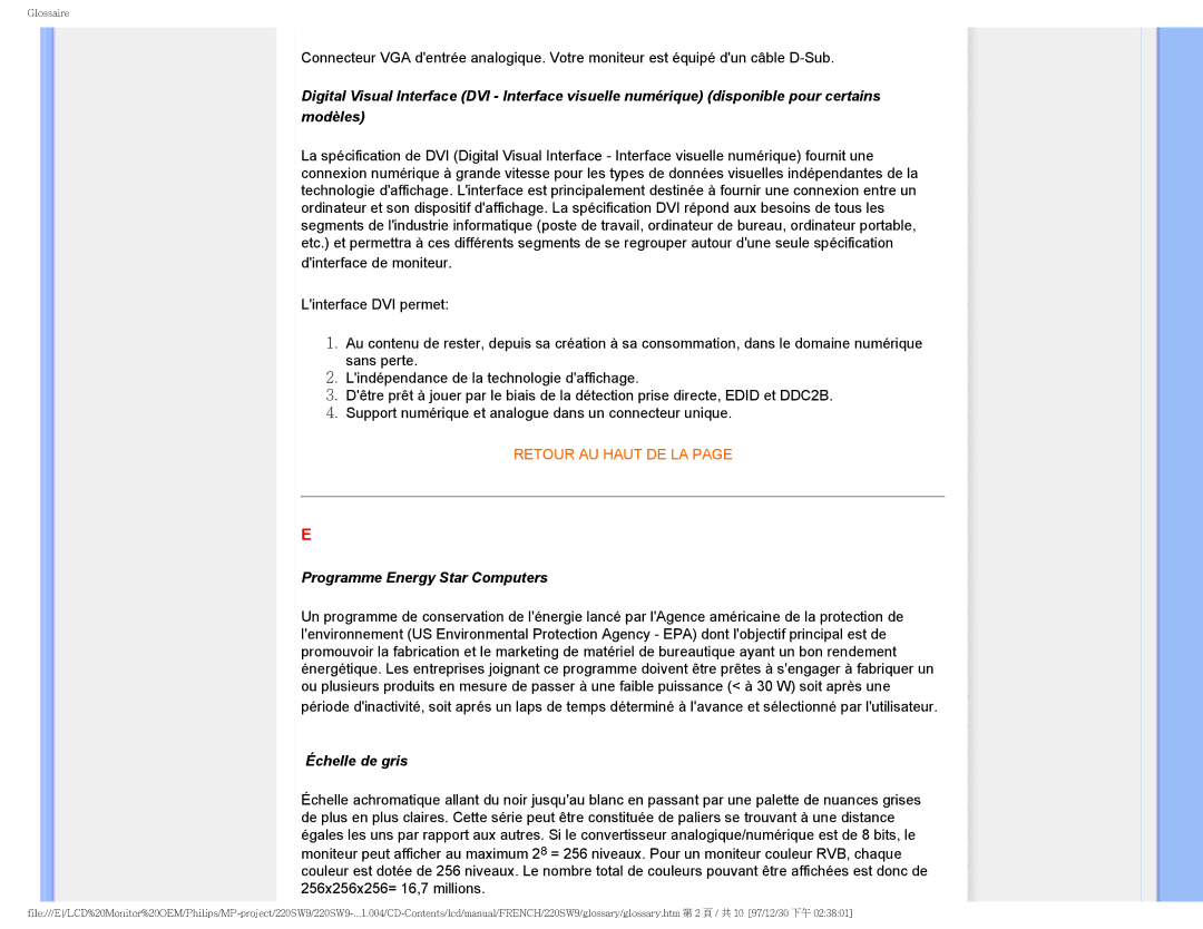 Philips 220SW9 user manual Programme Energy Star Computers 