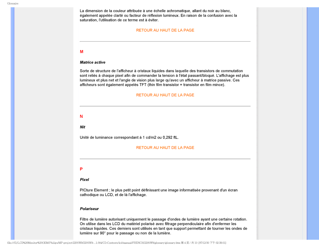 Philips 220SW9 user manual Nit 