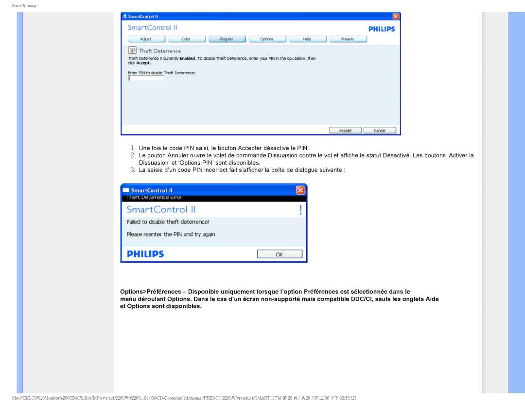 Philips 220SW9 user manual SmartManage 