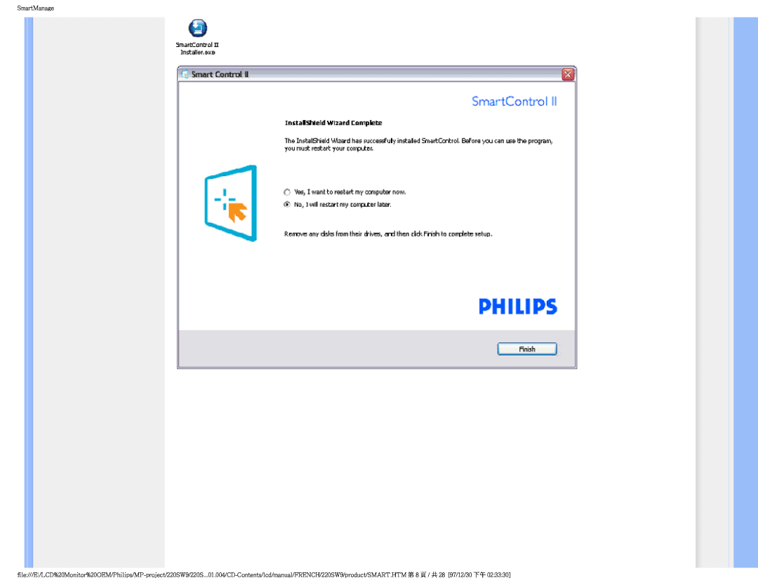 Philips 220SW9 user manual SmartManage 