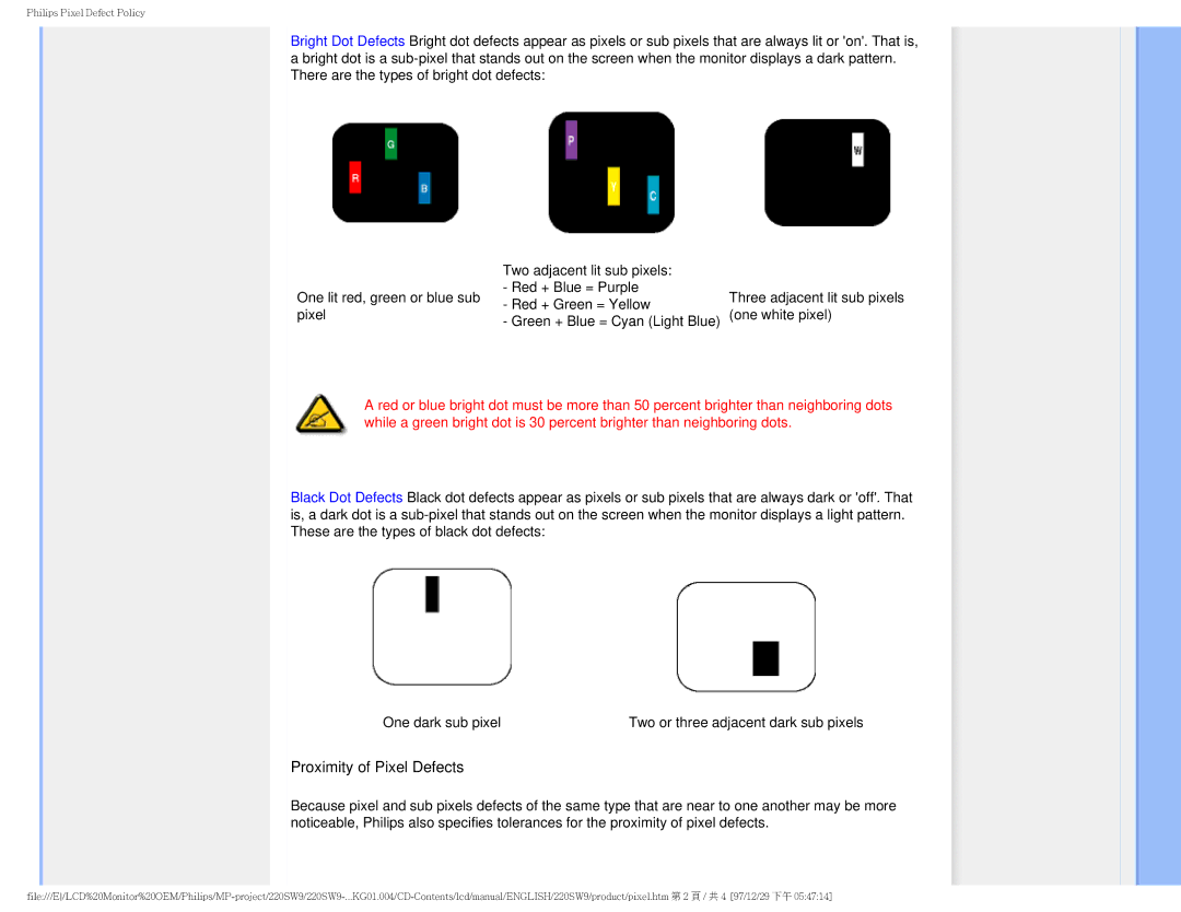 Philips 220SW9FB/27 user manual Proximity of Pixel Defects 