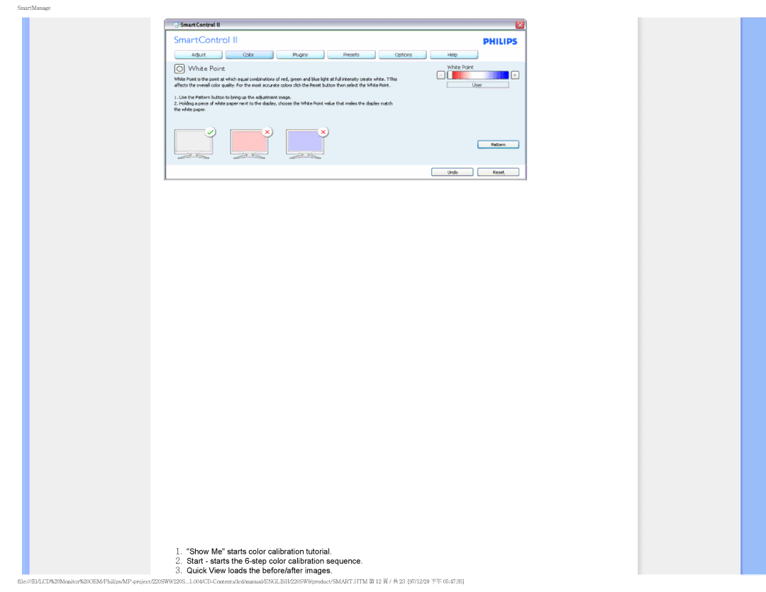 Philips 220SW9FB/27 user manual SmartManage 