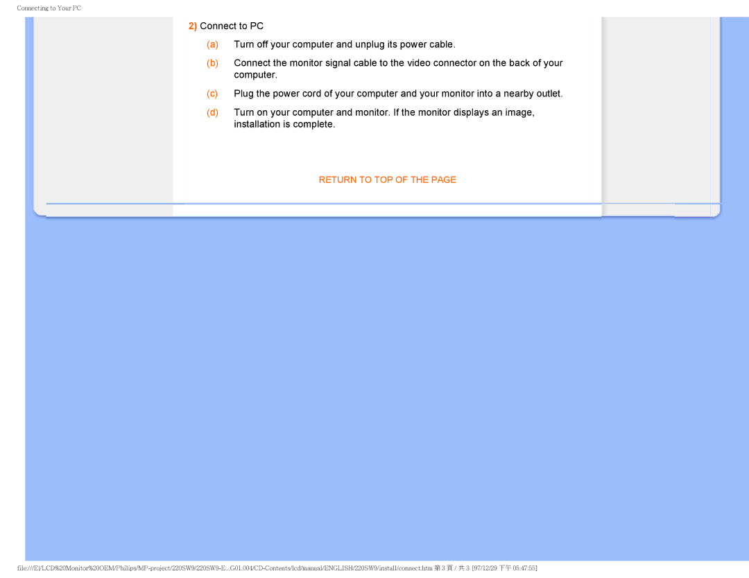 Philips 220SW9FB/27 user manual Return to TOP 