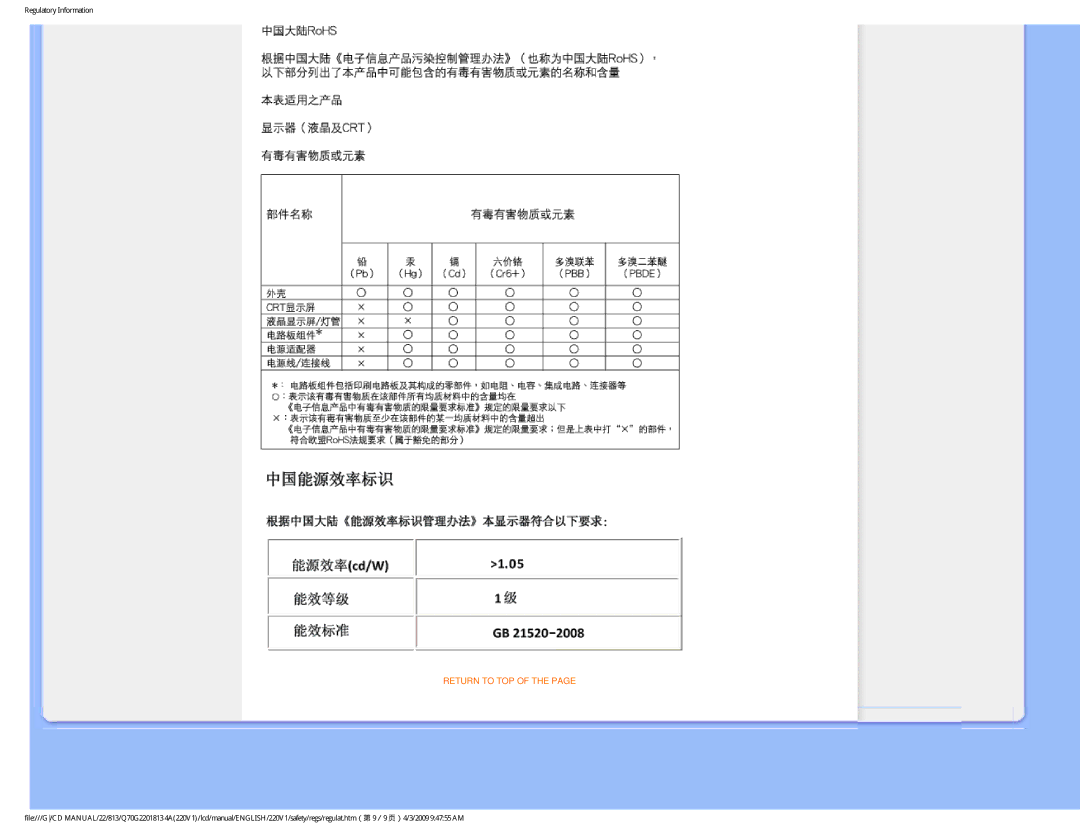 Philips 220V1SB/27 user manual Return to TOP 