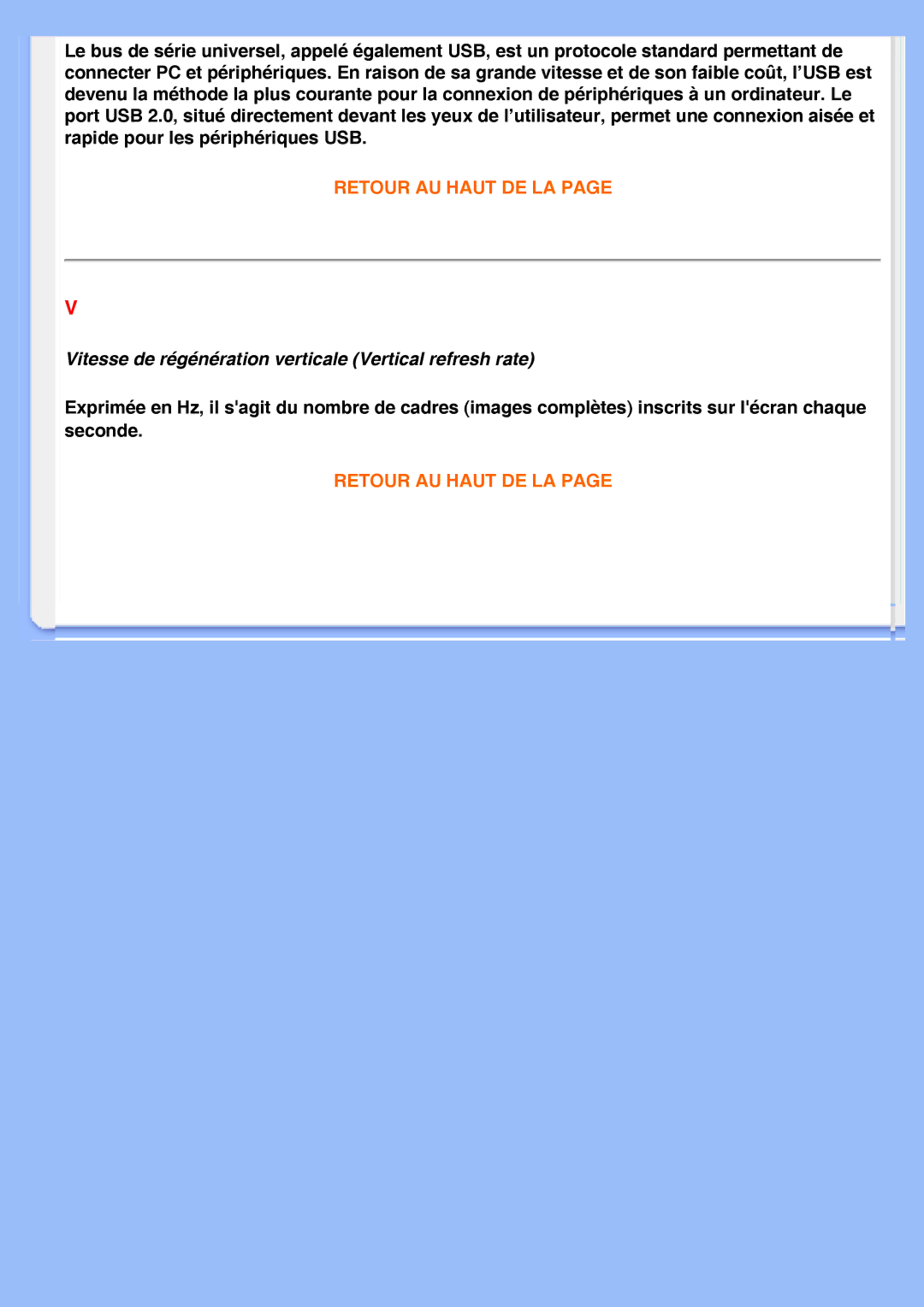 Philips 220VW8 user manual Vitesse de régénération verticale Vertical refresh rate 