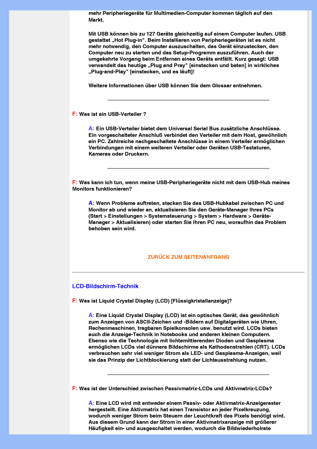 Philips 220VW8 user manual LCD-Bildschirm-Technik, Was ist Liquid Crystal Display LCD Flüssigkristallanzeige? 