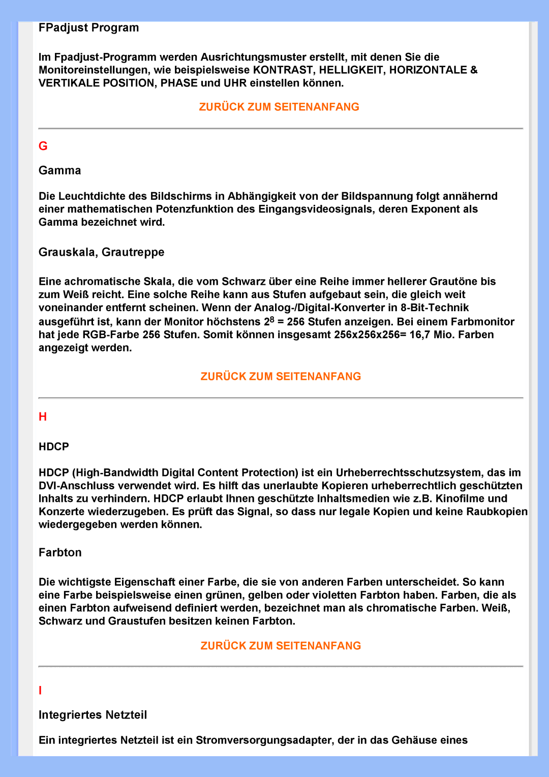 Philips 220VW8 user manual FPadjust Program 