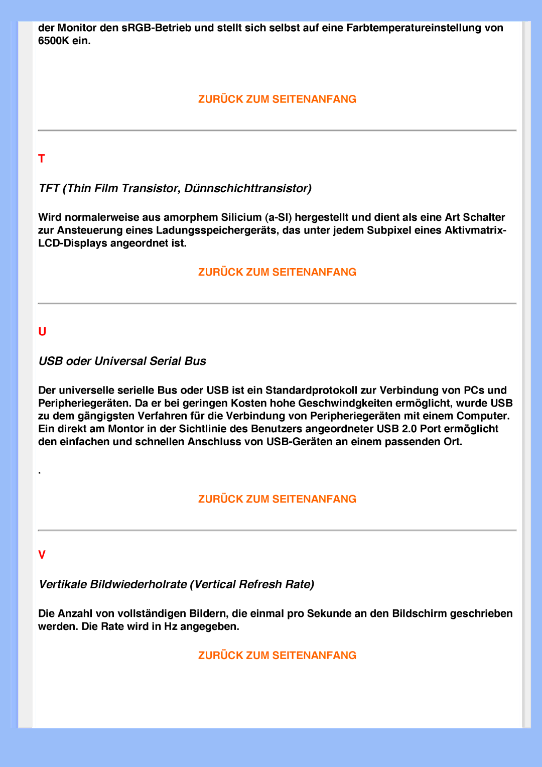 Philips 220VW8 user manual TFT Thin Film Transistor, Dünnschichttransistor 