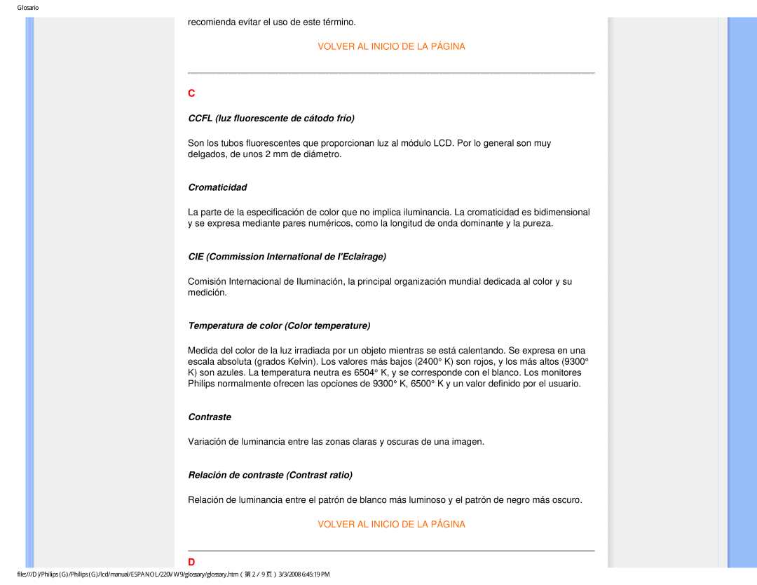 Philips 220VW9 user manual Contraste 