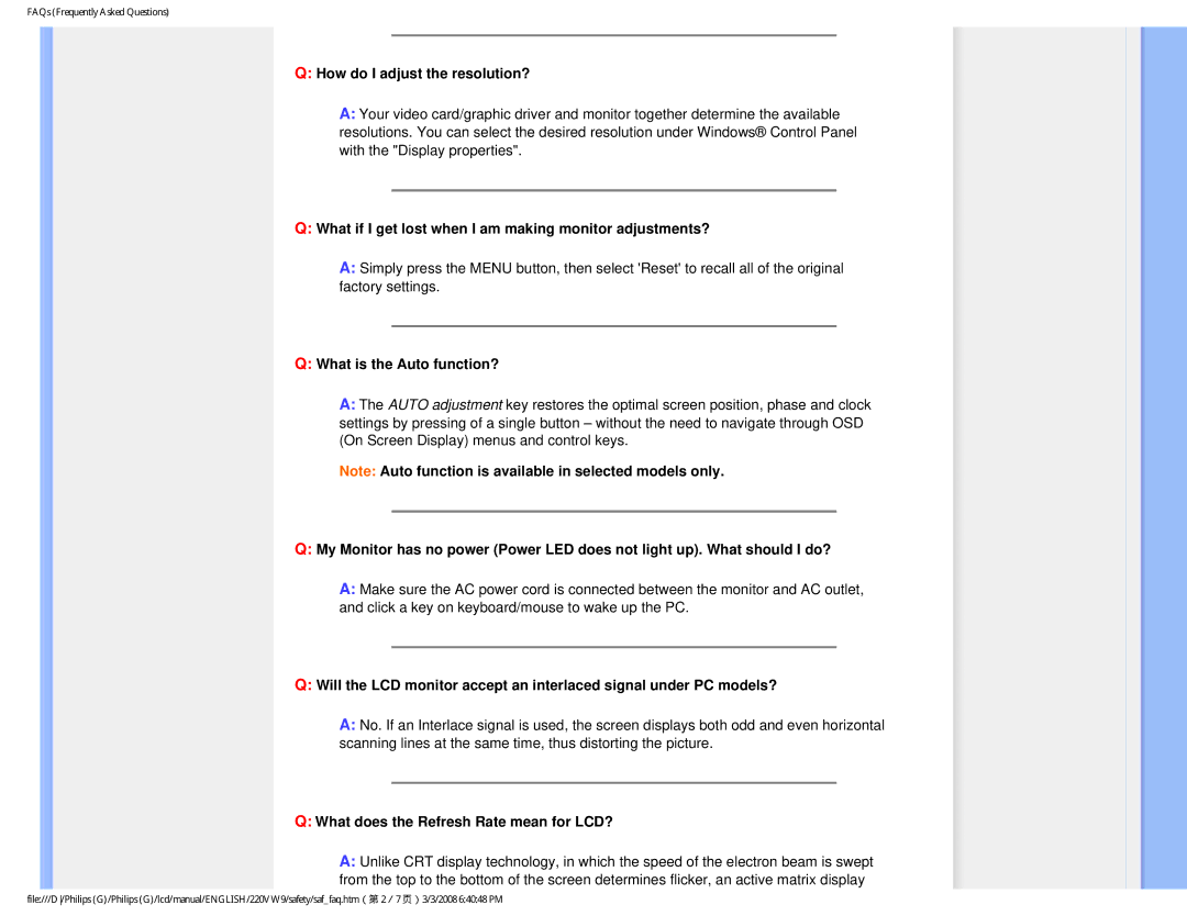 Philips 220VW9FB 97 user manual How do I adjust the resolution?, What if I get lost when I am making monitor adjustments? 