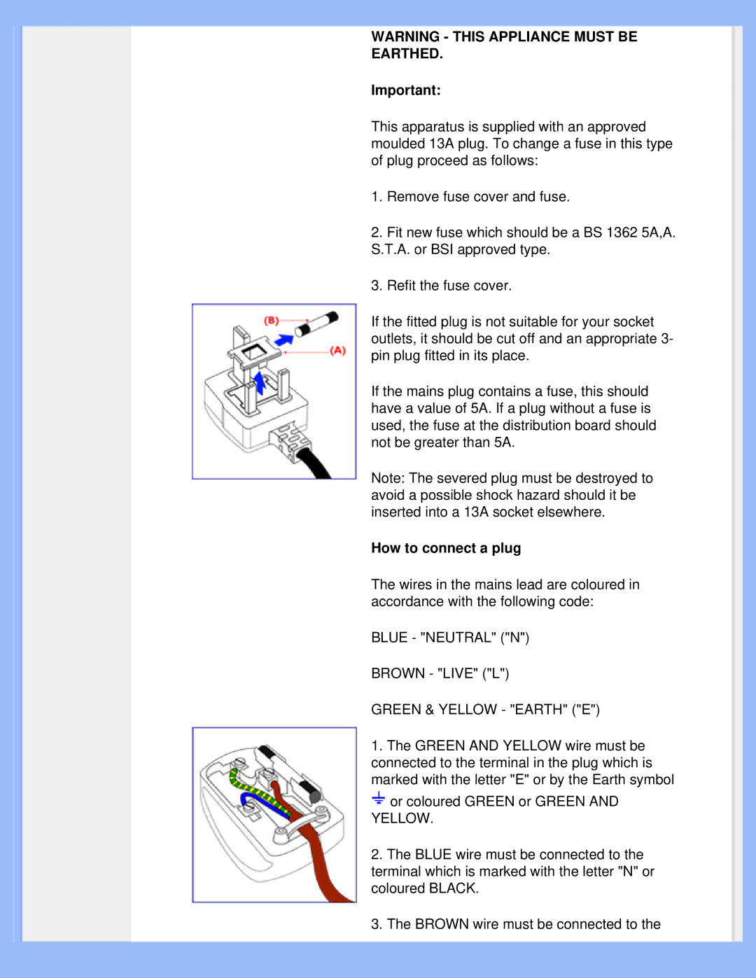 Philips 220WS8 user manual How to connect a plug 