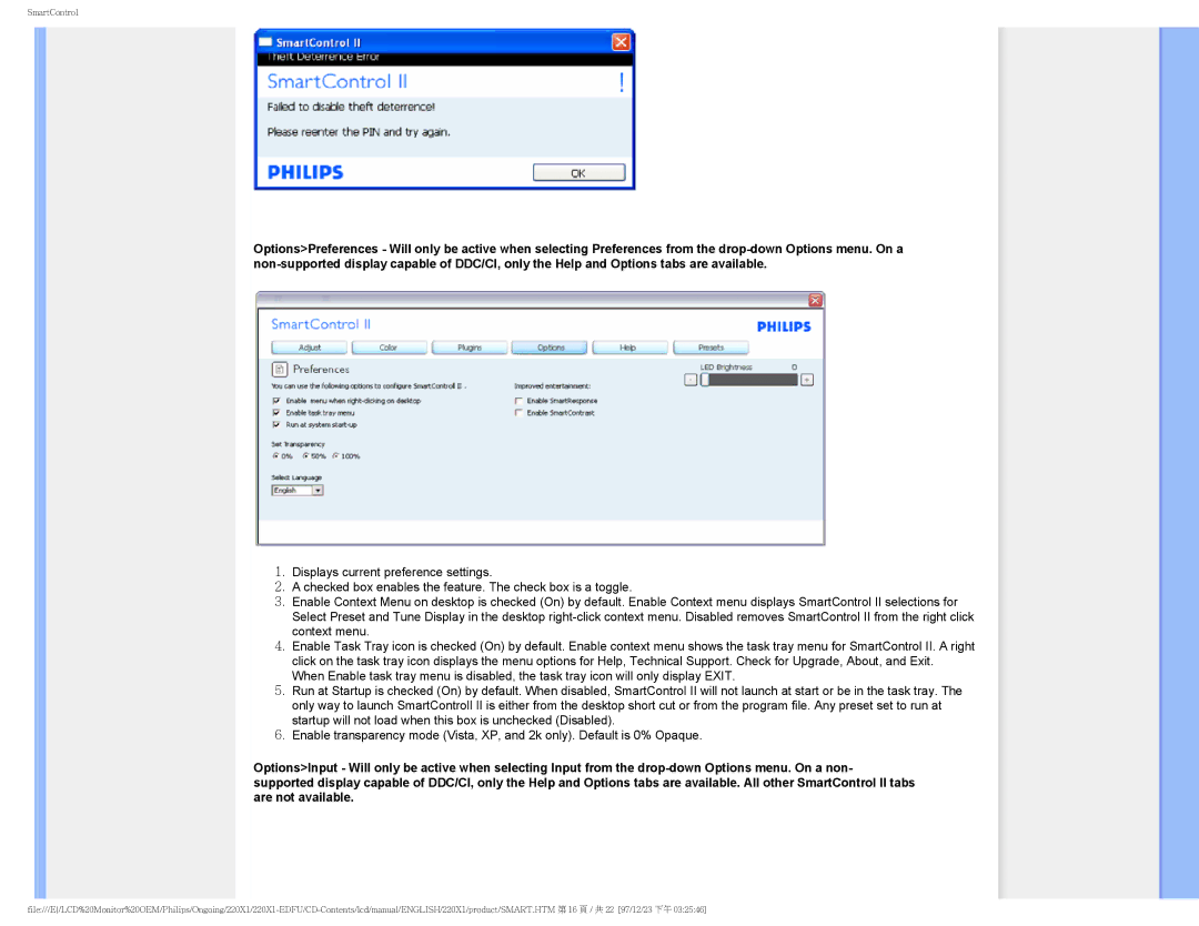 Philips 220XI user manual SmartControl 