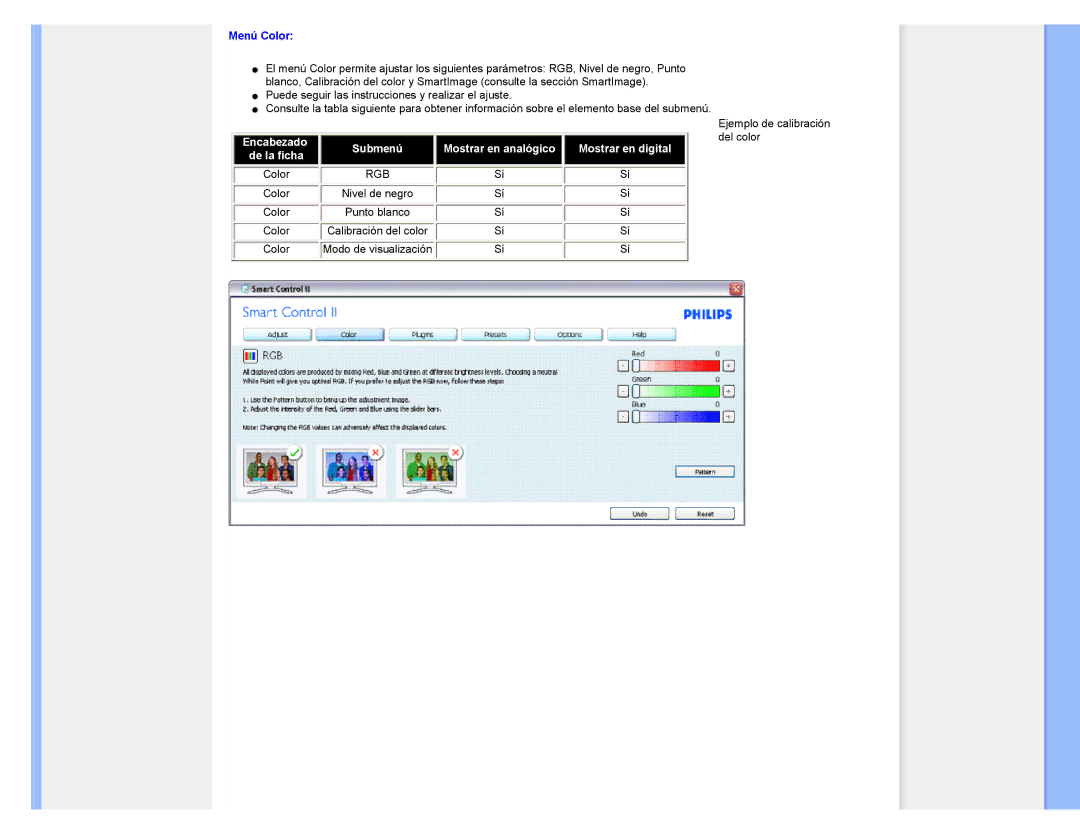 Philips 220XW user manual Menú Color 