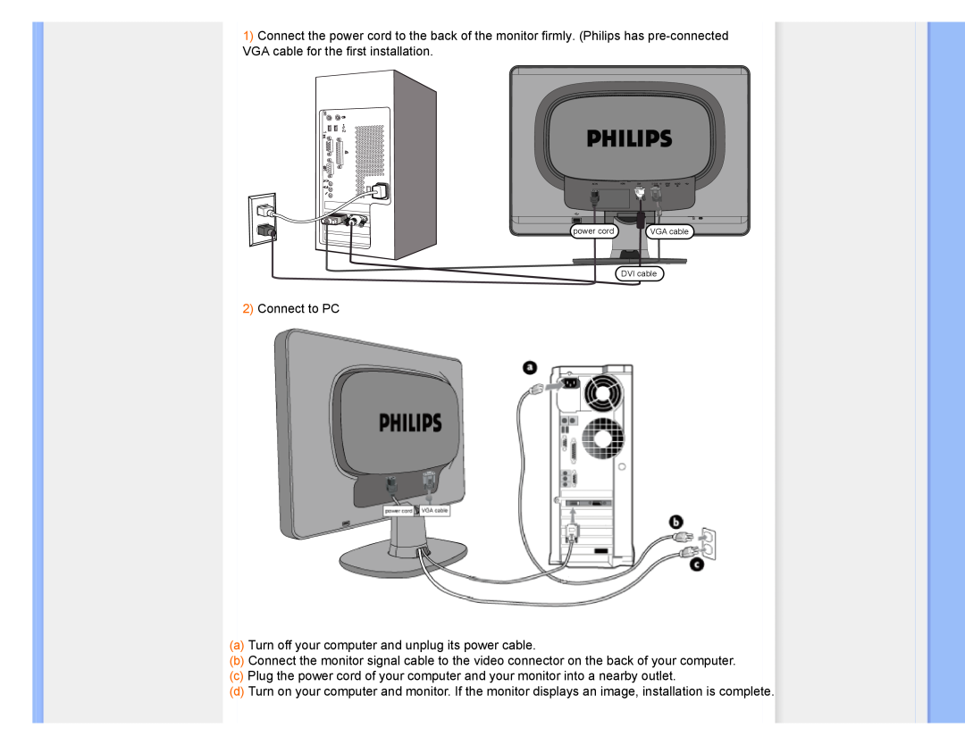 Philips 220XW8 user manual Connect to PC 