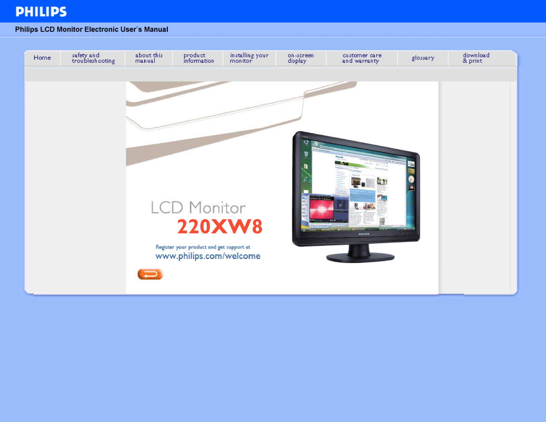 Philips user manual 220XW8 Philips 