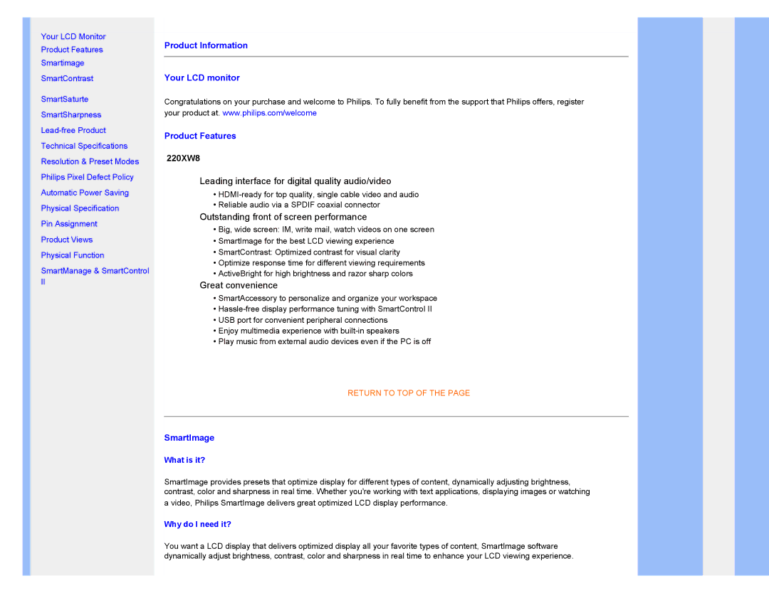 Philips 220XW8 user manual What is it?, Why do I need it? 