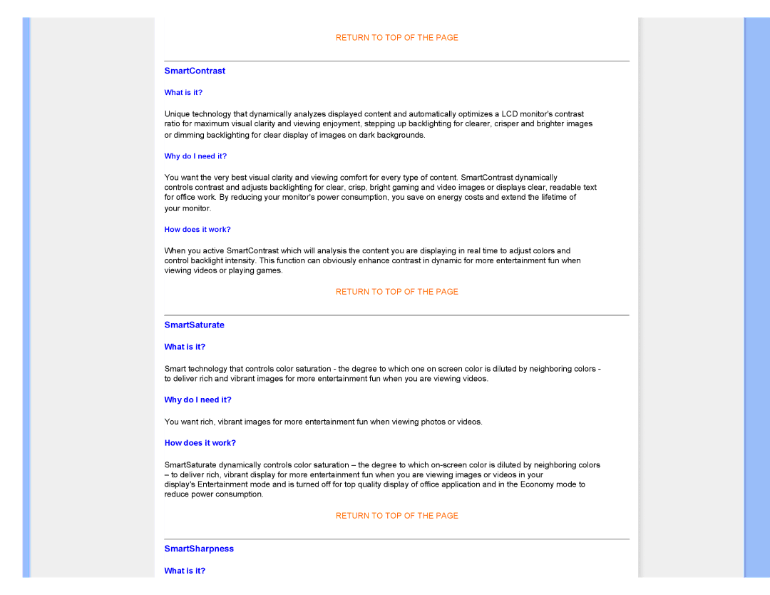 Philips 220XW8 user manual SmartContrast 